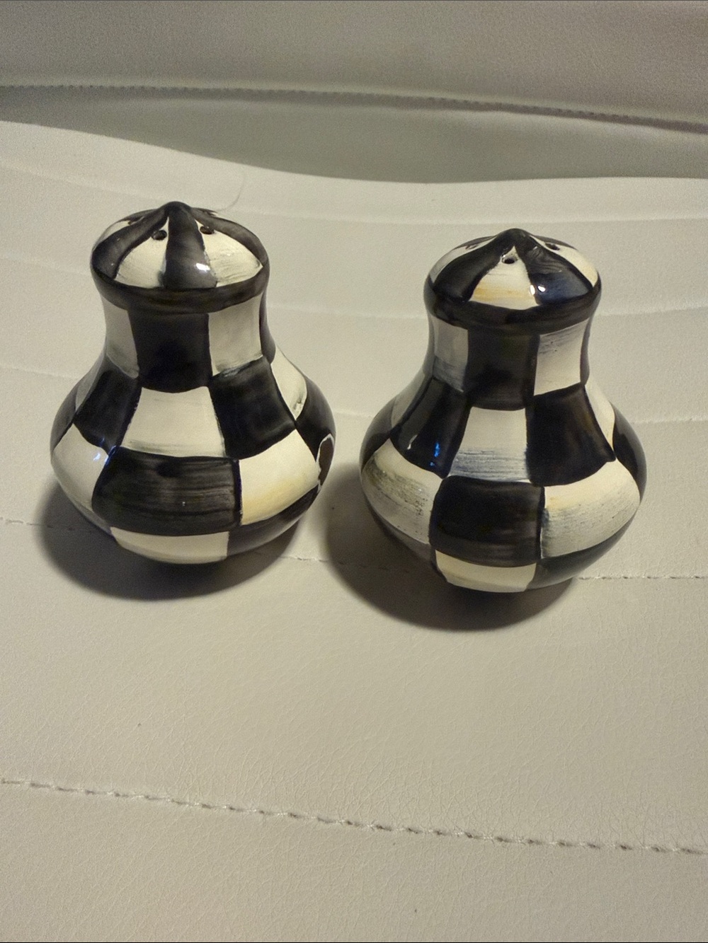 MacKenzie-Childs Black and White Checkered Ceramic Shakers